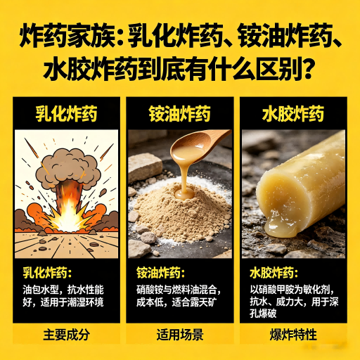 福鼎炸药家族：乳化炸药、铵油炸药、水胶炸药到底有什么区别？